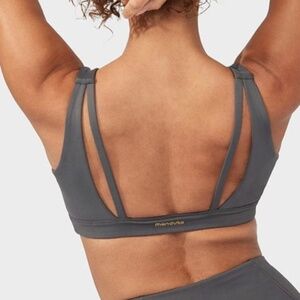 NWT grey Manduka Presence double strap yoga bra